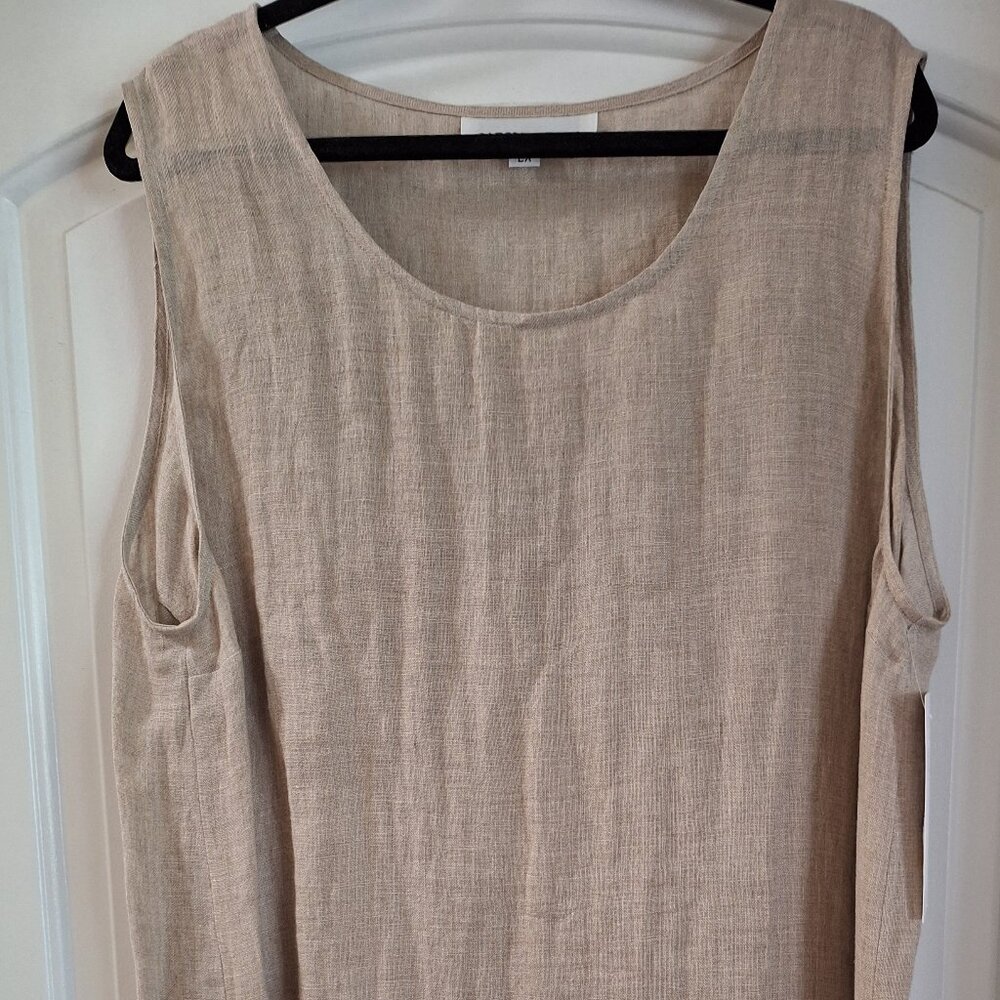 CAROLINE ROSE 100% Linen Natural Tank – Size 2X